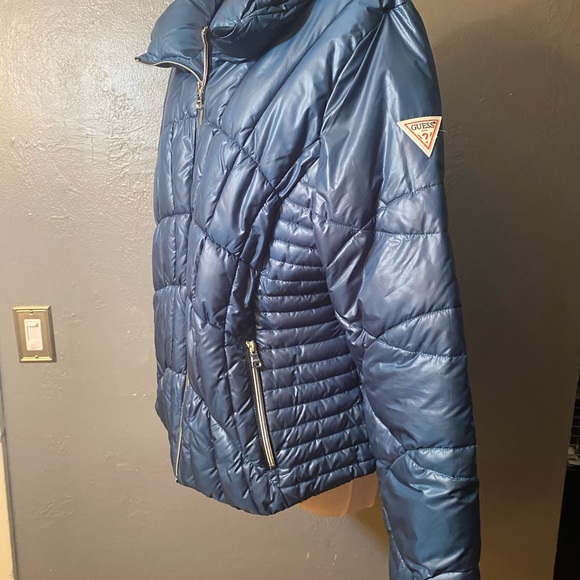 Dark Teal blue GUESS Down alternative Puffy Coat - Picture 12 of 16